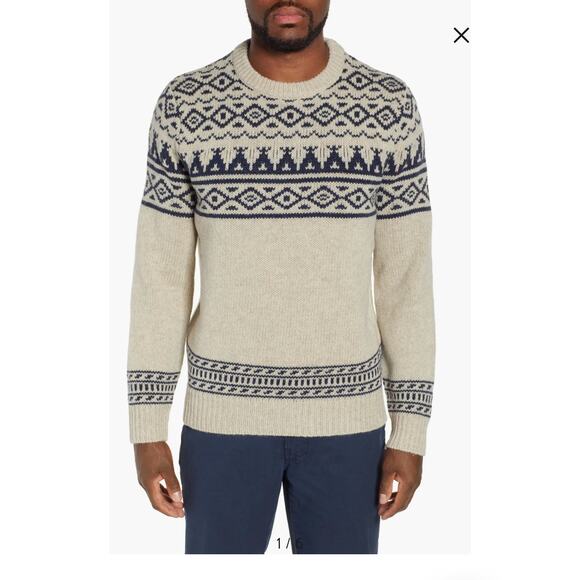J.CREW WALLACE & BARNES Fair Isle Wool Mens Large Fishermans Gorpcore Sweater - Picture 2 of 8